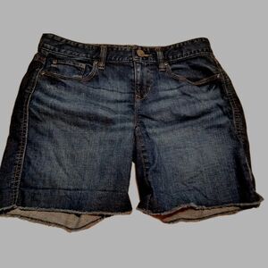 Ann Taylor LOFT Jean Shorts Womens Size 0  Blue Cut Off Low Rise Shorts